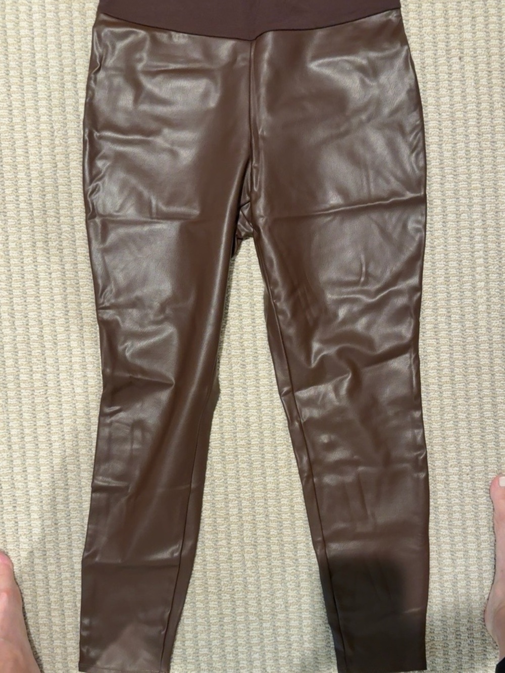 HATCH Brown Vegan Leather Maternity Leggings Pants Size M